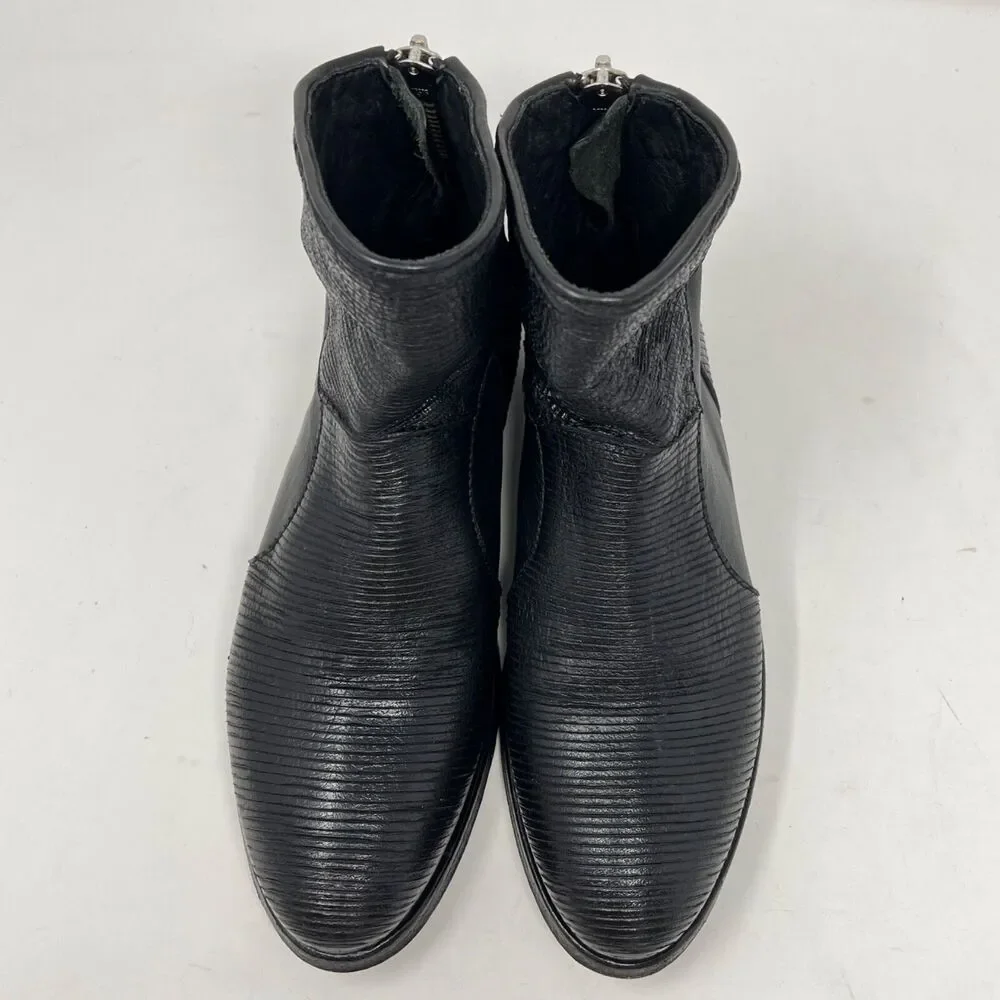 MoMa Mens Black Leather Ankle Boots Zip Chelsea Size US 7.5 Made In Italy 38